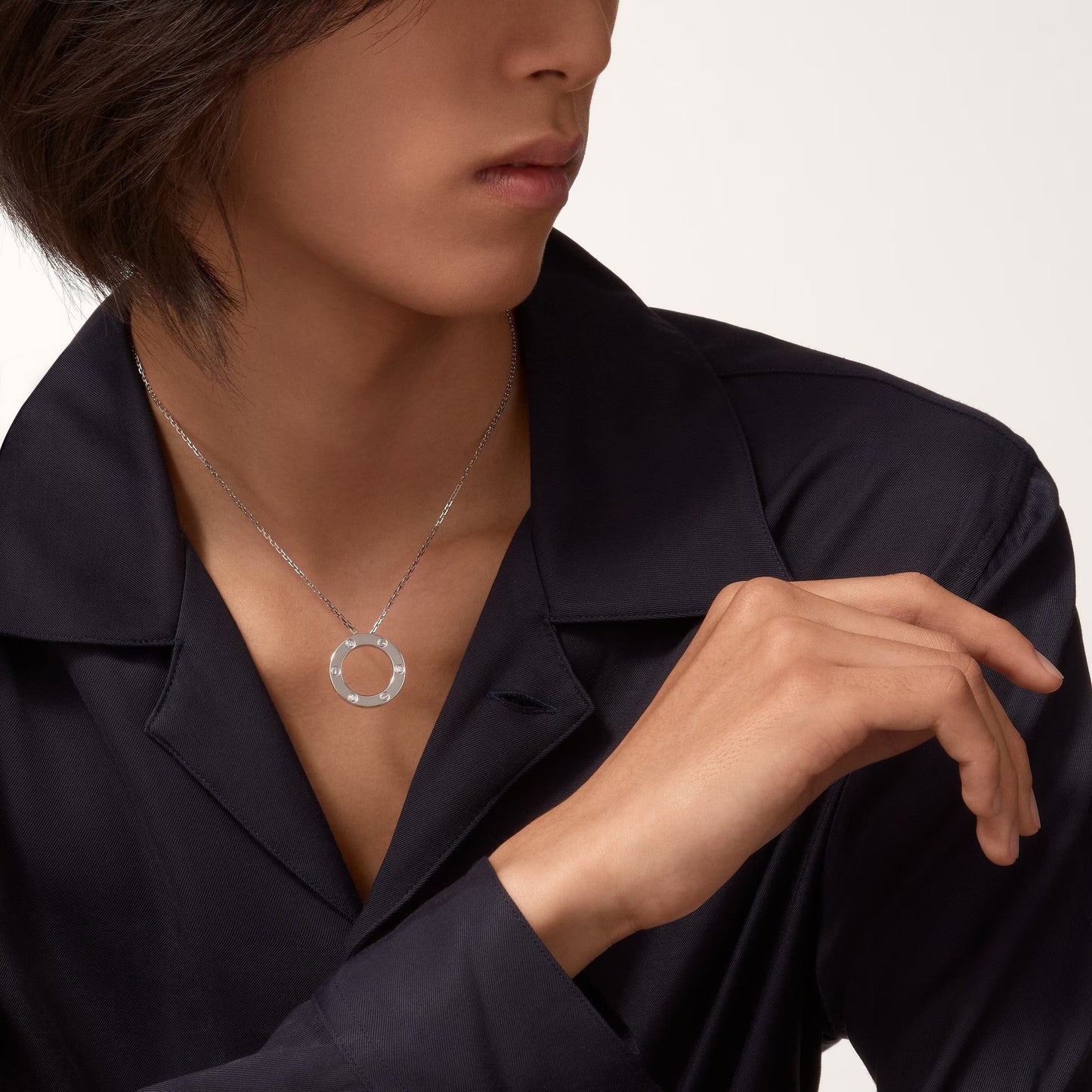 [Dawnora Jewelry]LOVE NECKLACE 16MM 3 DIAMONDS