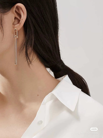 [Dawnora Jewelry]HARDWEAR DOUBLE LONG LINK EARRINGS