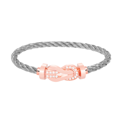 [Dawnora Jewelry]CHANCE LARGE 8 FIGURE BUCKLE HALF DIAMOND BRACELET ROSE GOLD