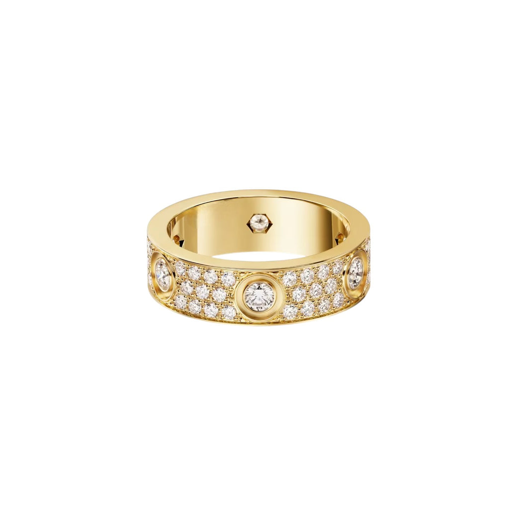 [Dawnora Jewelry]LOVE 5.5MM FULL-PAVE 6-DIAMOND RING