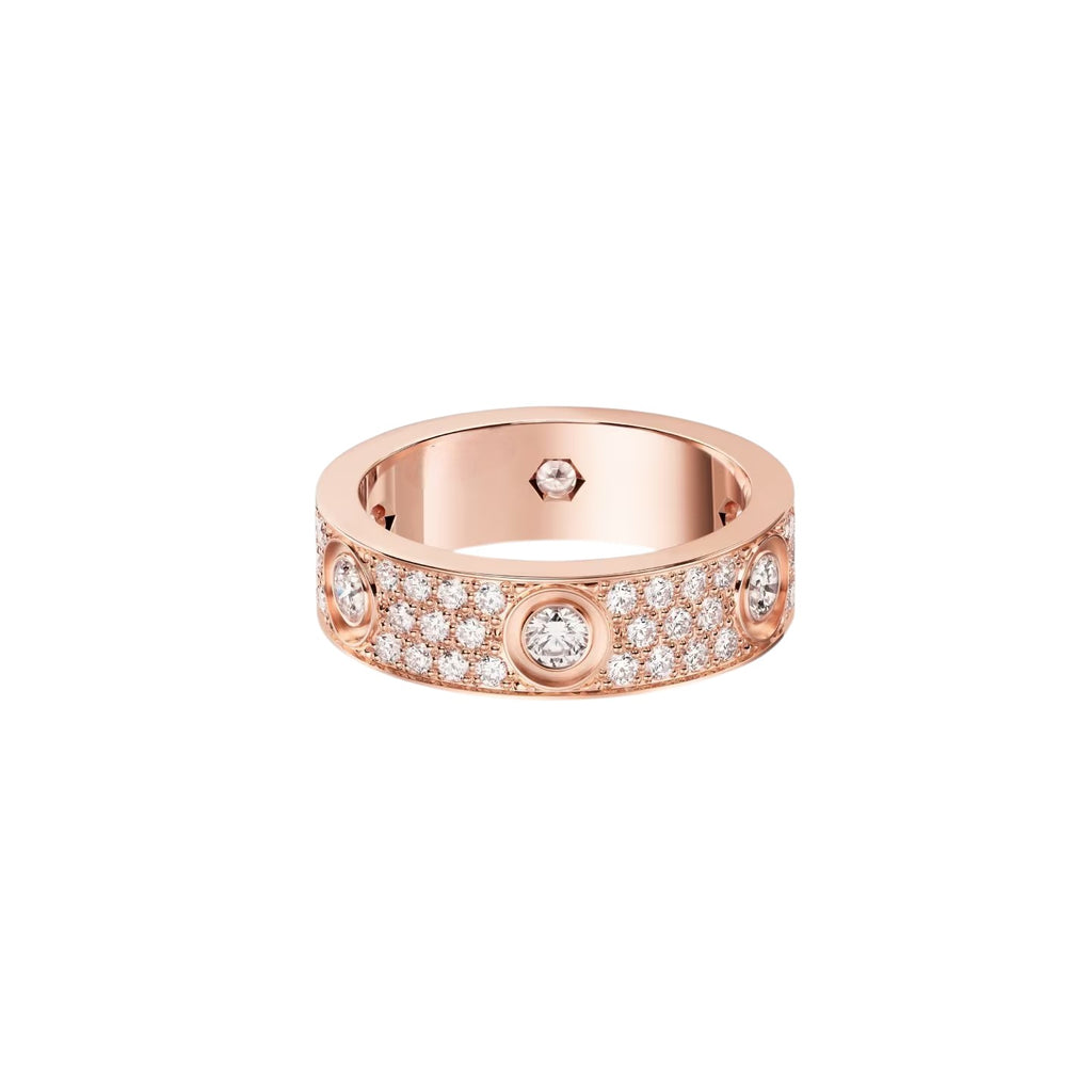 [Dawnora Jewelry]LOVE 5.5MM FULL-PAVE 6-DIAMOND RING