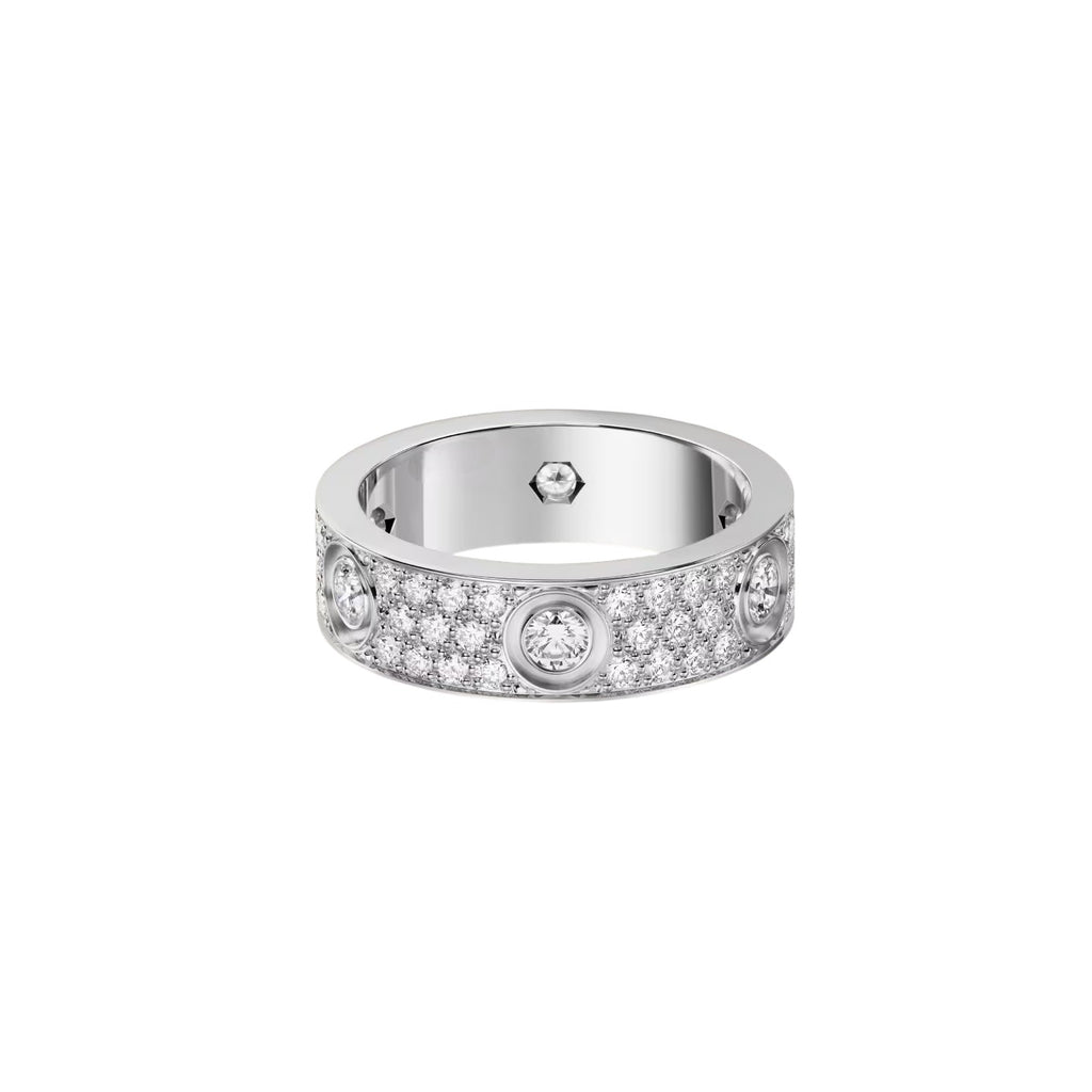 [Dawnora Jewelry]LOVE 5.5MM FULL-PAVE 6-DIAMOND RING