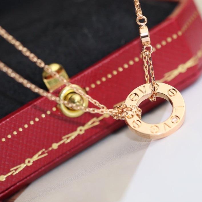 [Dawnora Jewelry]LOVE NECKLACE ADJUSTABLE ROSE GOLD 2 DIAMOND