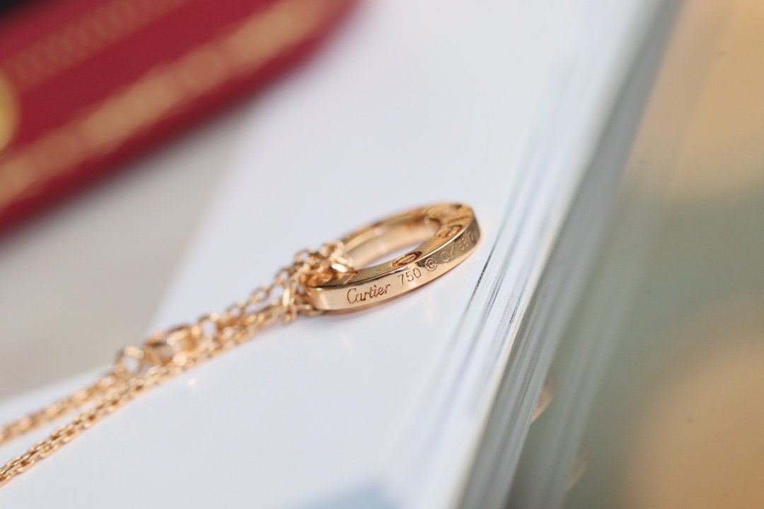 [Dawnora Jewelry]LOVE NECKLACE ADJUSTABLE ROSE GOLD 2 DIAMOND