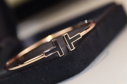 [Dawnora Jewelry]T BRACELET 1.8MM ONYX PINK GOLD