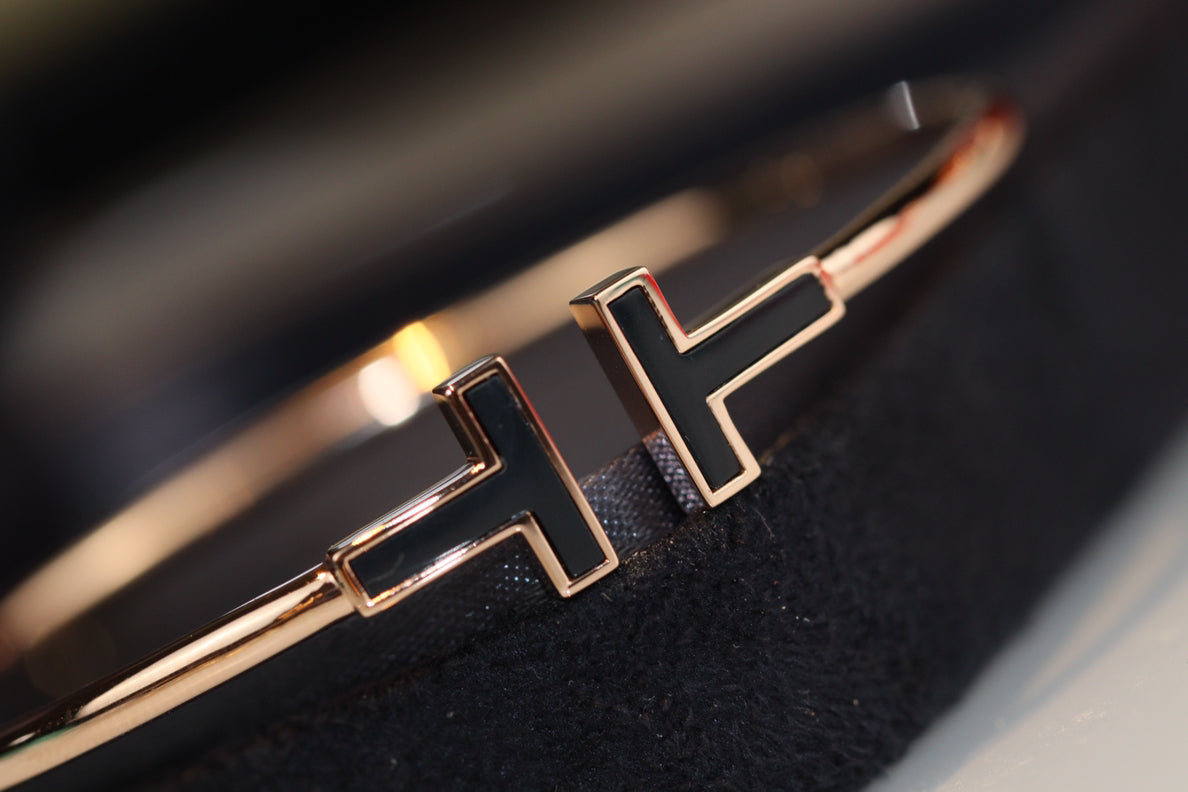 [Dawnora Jewelry]T BRACELET 1.8MM ONYX PINK GOLD