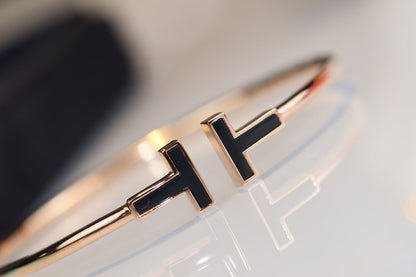 [Dawnora Jewelry]T BRACELET 1.8MM ONYX PINK GOLD
