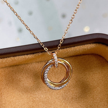 [Dawnora Jewelry]TRINITY NECKLACE SILVER GOLD PINK GOLD DIAMONDS