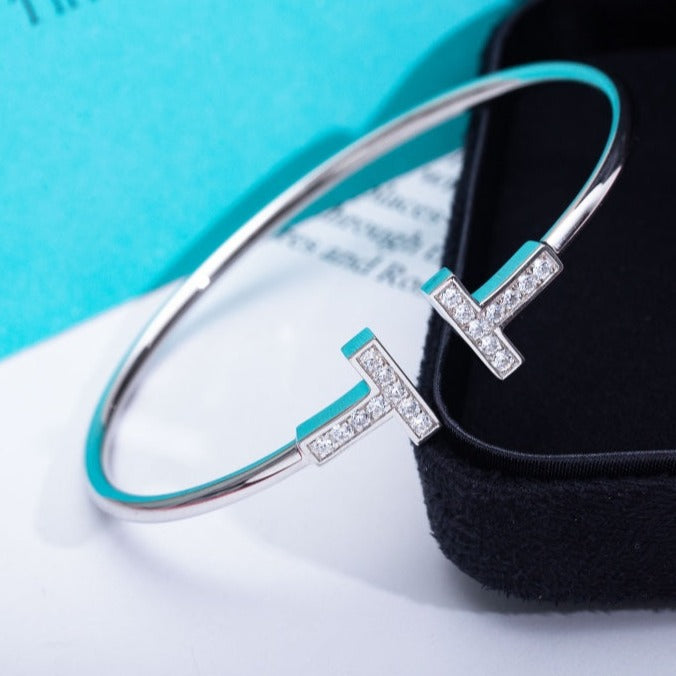 [Dawnora Jewelry]T BRACELET 1.8MM DIAMOND SILVER