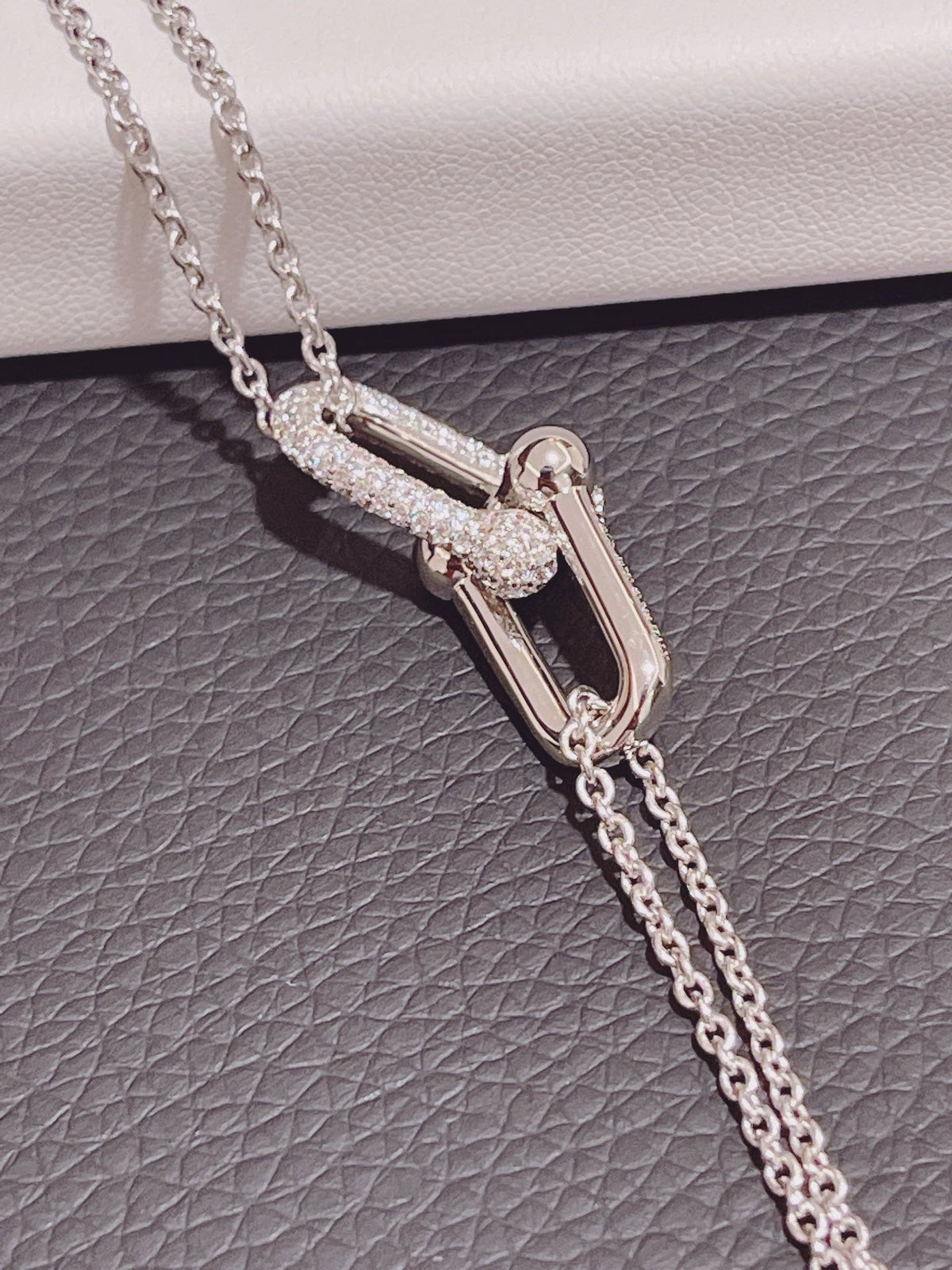 [Dawnora Jewelry]HARDWEAR DOUBLE LINK PEDANT SILVER DIAMOND NECKLACE
