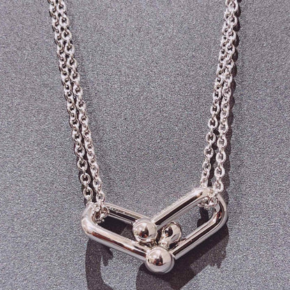 [Dawnora Jewelry]HARDWEAR DOUBLE LINK PEDANT SILVER NECKLACE