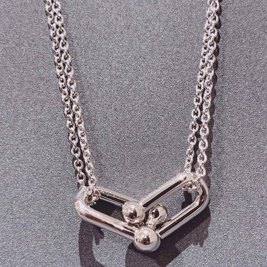 [Dawnora Jewelry]HARDWEAR DOUBLE LINK PEDANT SILVER NECKLACE