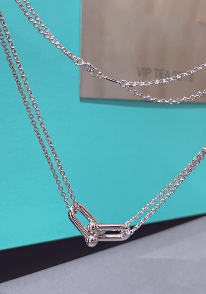 [Dawnora Jewelry]HARDWEAR DOUBLE LINK PEDANT SILVER NECKLACE