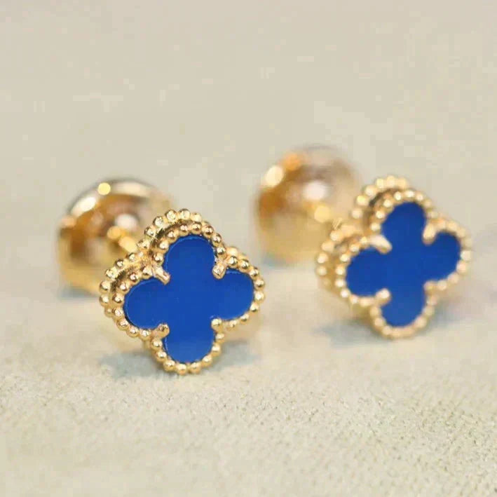 [Dawnora Jewelry]CLOVER MINI 9.5MM TURQUOISE EARRINGS