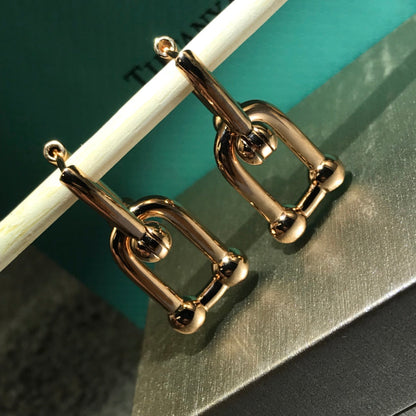 [Dawnora Jewelry]HARDWARE DROP EARRINGS DOUBLE LINK