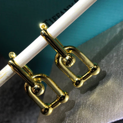 [Dawnora Jewelry]HARDWARE DROP EARRINGS DOUBLE LINK