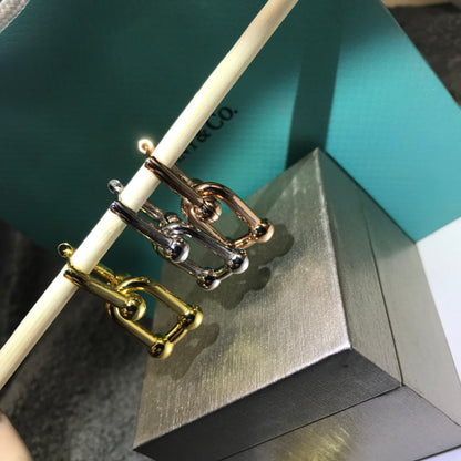 [Dawnora Jewelry]HARDWARE DROP EARRINGS DOUBLE LINK