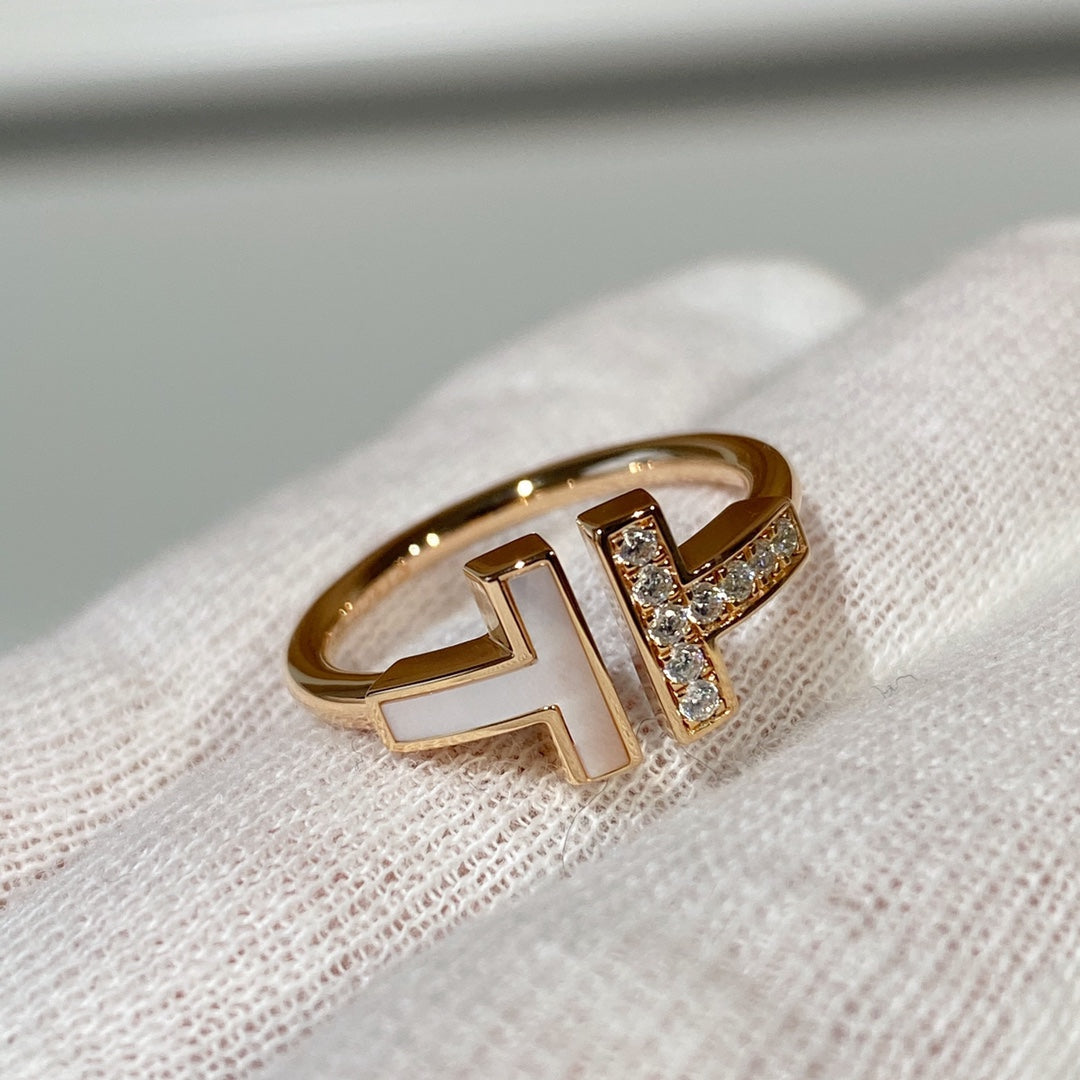 [Dawnora Jewelry]T WIRE MOP DIAMOND RING PINK GOLD