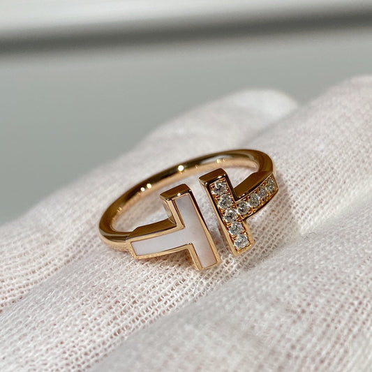[Dawnora Jewelry]T WIRE MOP DIAMOND RING PINK GOLD