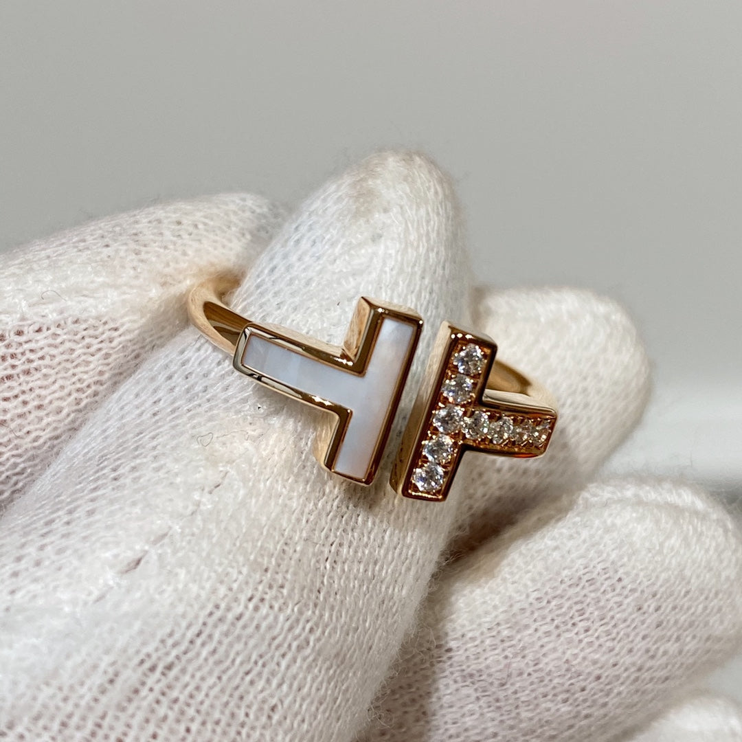 [Dawnora Jewelry]T WIRE MOP DIAMOND RING PINK GOLD