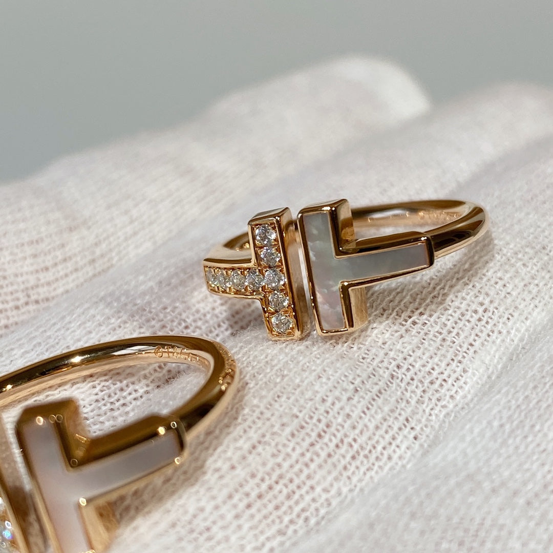 [Dawnora Jewelry]T WIRE MOP DIAMOND RING PINK GOLD