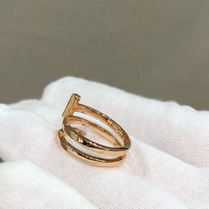 [Dawnora Jewelry]T WIRE DOUBLE ROWS RING PINK GOLD