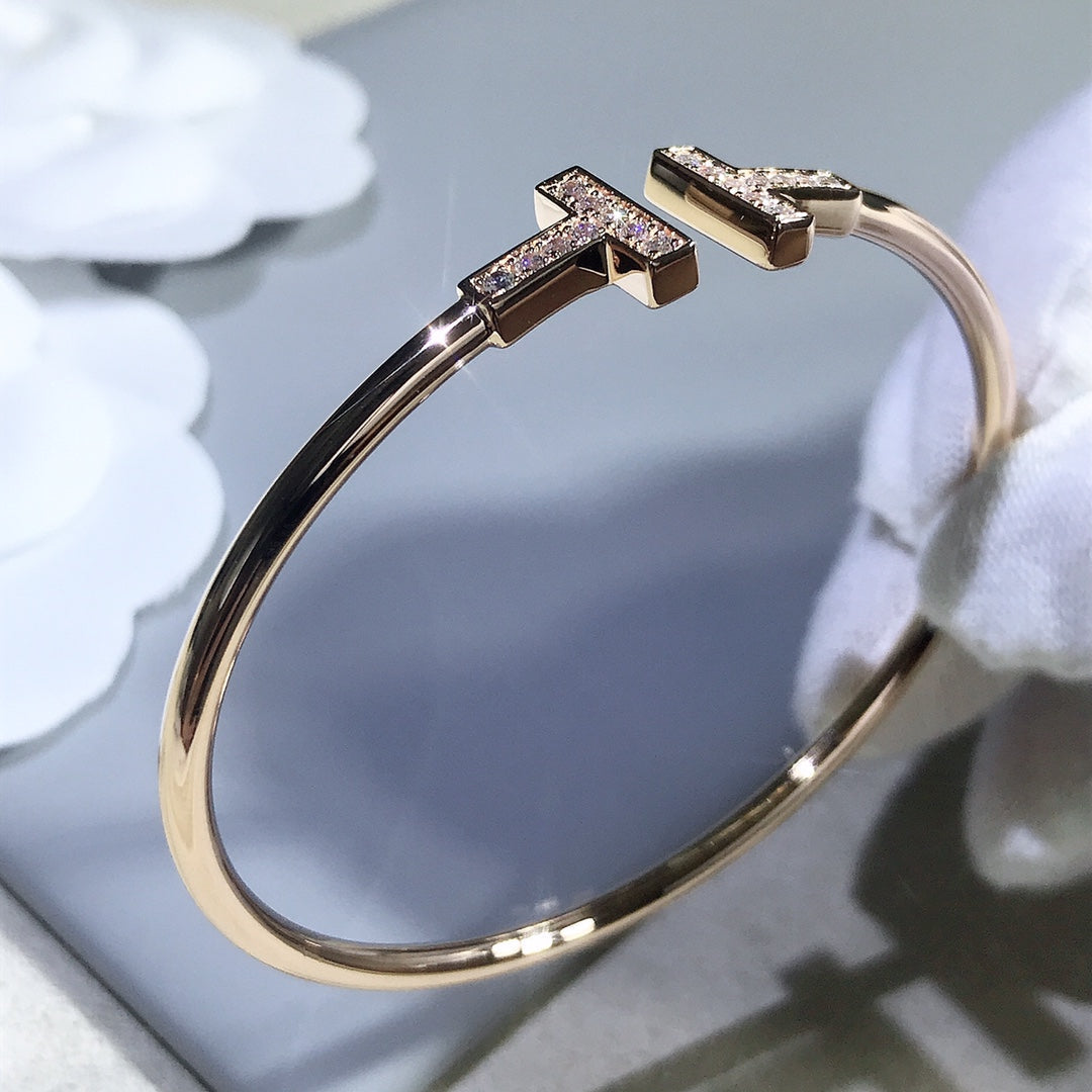 [Dawnora Jewelry]T BRACELET PINK GOLD 1.8MM DIAMOND
