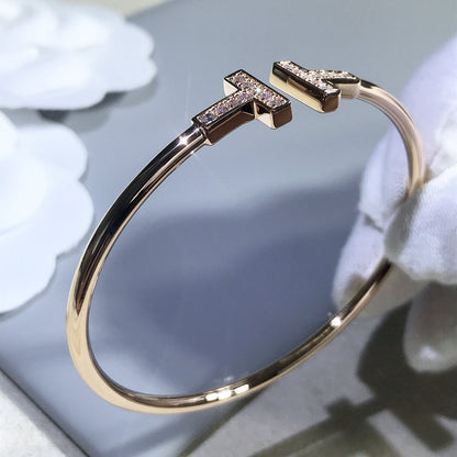 [Dawnora Jewelry]T BRACELET PINK GOLD 1.8MM DIAMOND