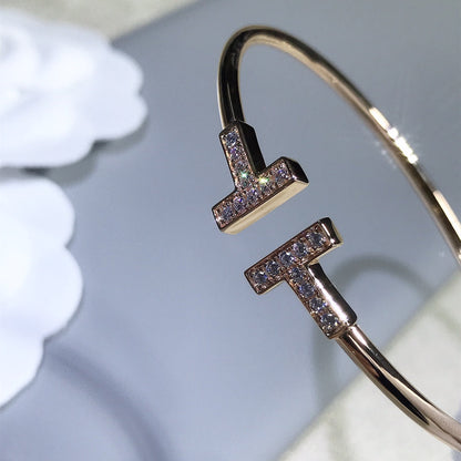 [Dawnora Jewelry]T BRACELET PINK GOLD 1.8MM DIAMOND