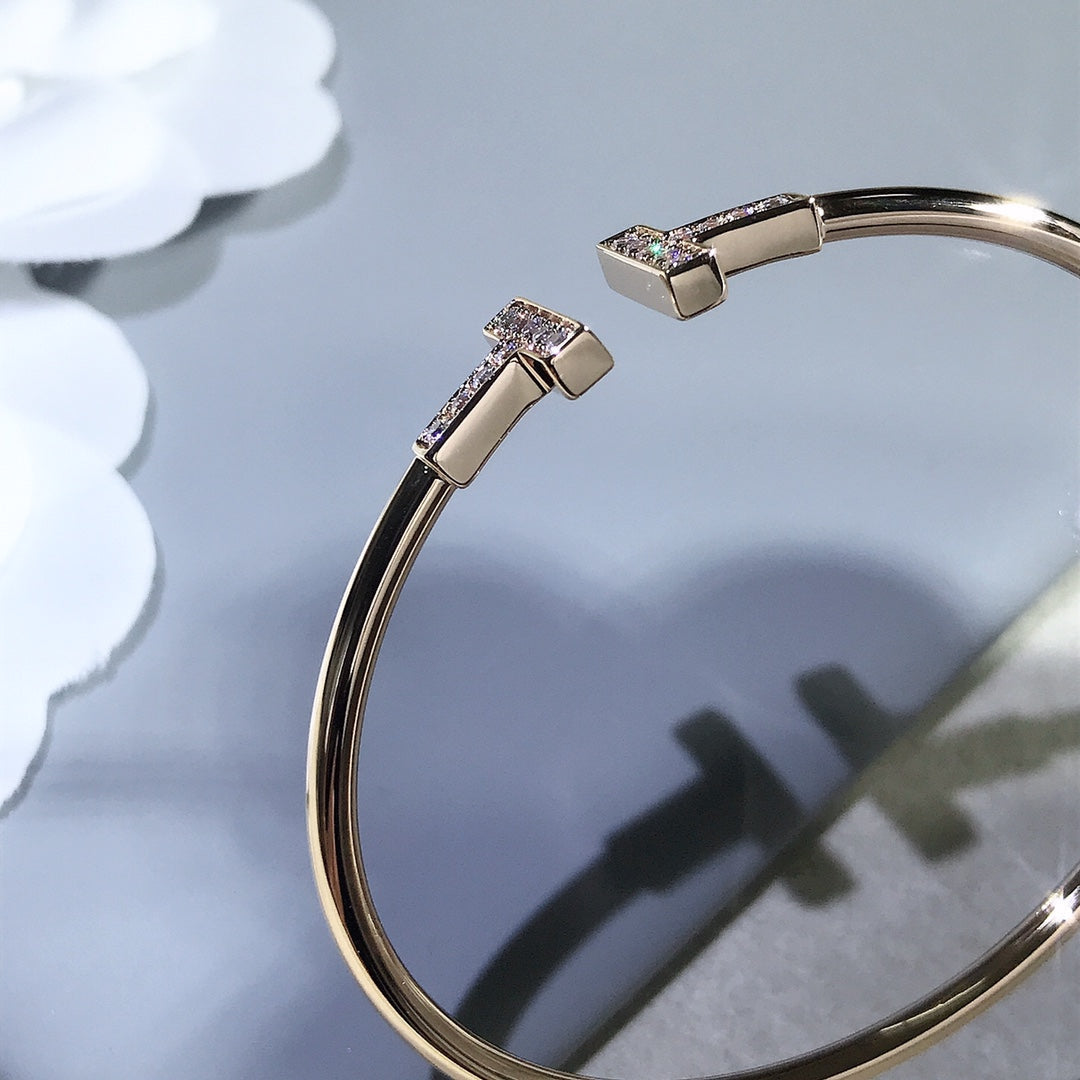 [Dawnora Jewelry]T BRACELET PINK GOLD 1.8MM DIAMOND