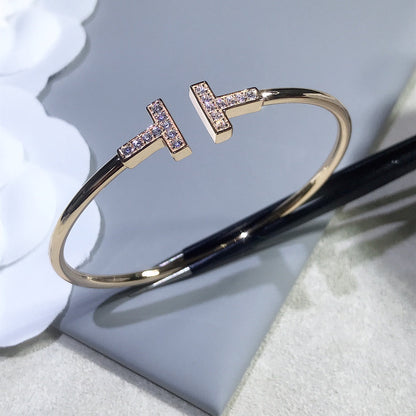 [Dawnora Jewelry]T BRACELET PINK GOLD 1.8MM DIAMOND