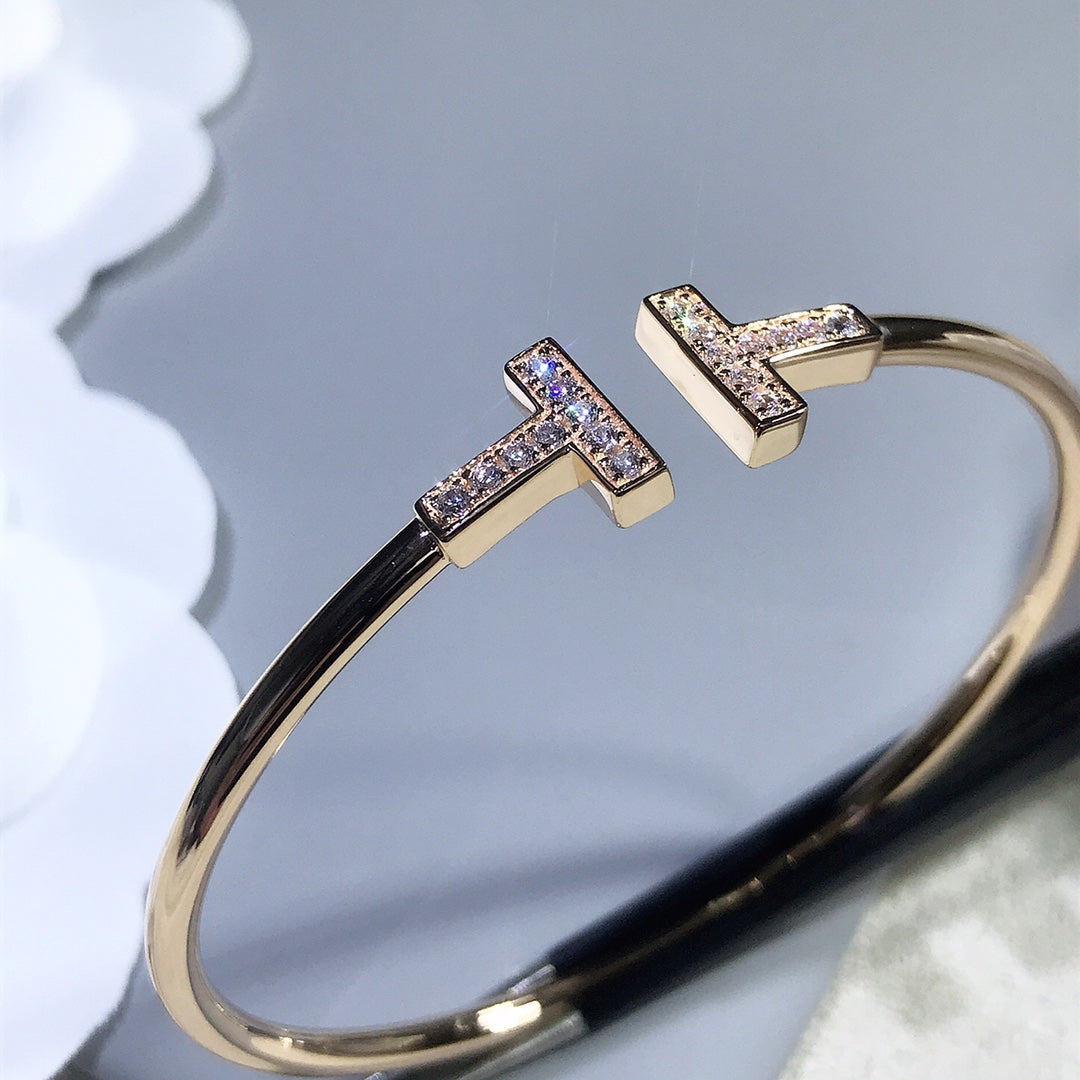 [Dawnora Jewelry]T BRACELET PINK GOLD 1.8MM DIAMOND
