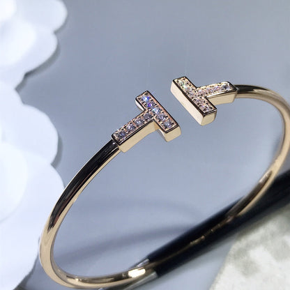 [Dawnora Jewelry]T BRACELET PINK GOLD 1.8MM DIAMOND