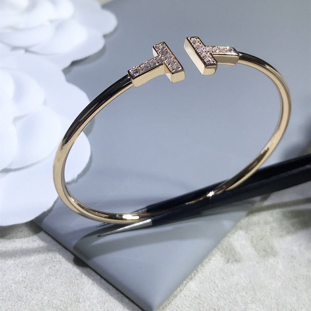 [Dawnora Jewelry]T BRACELET PINK GOLD 1.8MM DIAMOND