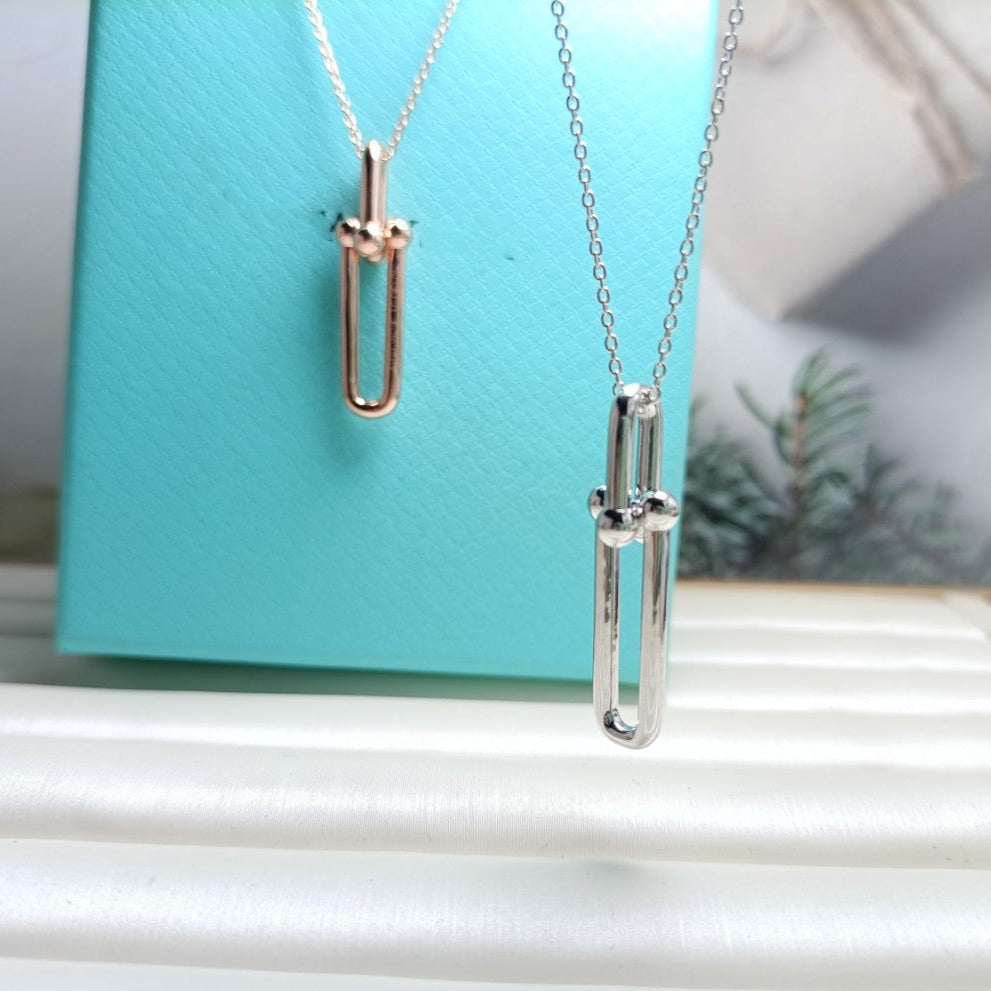 [Dawnora Jewelry]HARDWEAR DROP DOUBLE LINK PEDANT NECKLACE