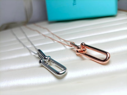 [Dawnora Jewelry]HARDWEAR DROP DOUBLE LINK PEDANT NECKLACE