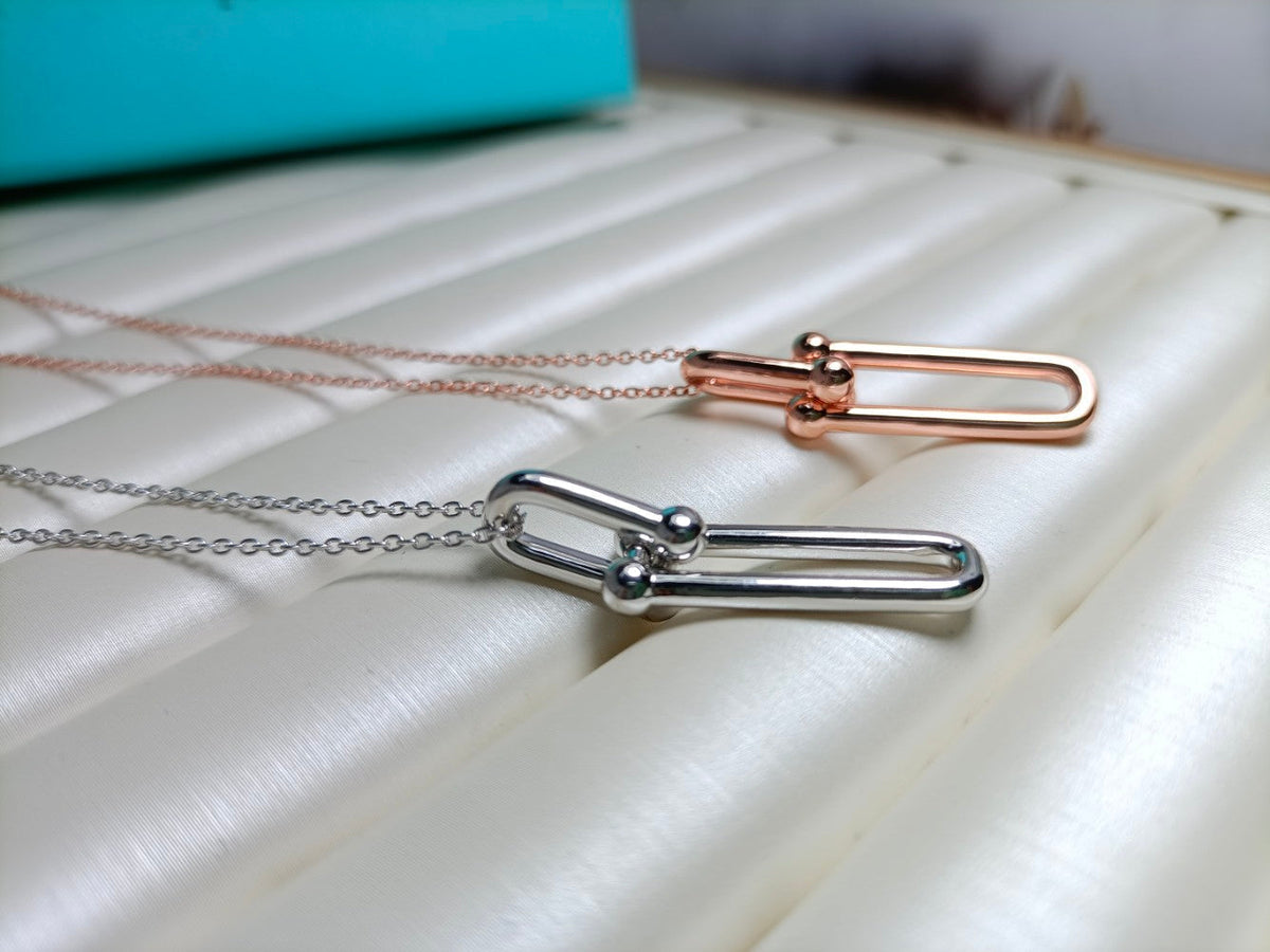 [Dawnora Jewelry]HARDWEAR DROP DOUBLE LINK PEDANT NECKLACE