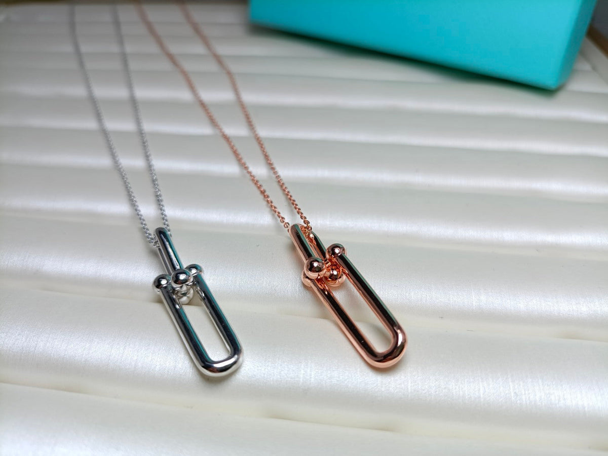 [Dawnora Jewelry]HARDWEAR DROP DOUBLE LINK PEDANT NECKLACE