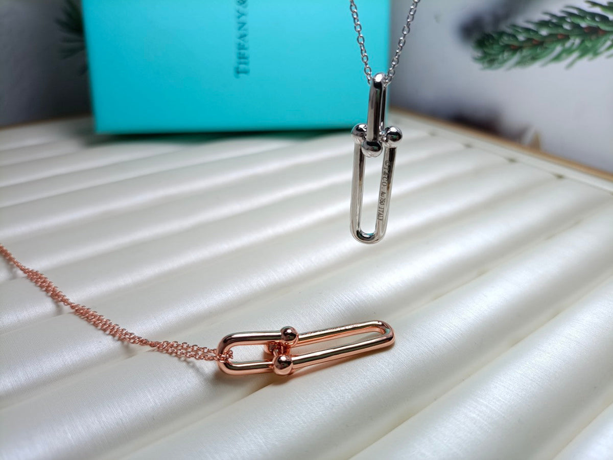 [Dawnora Jewelry]HARDWEAR DROP DOUBLE LINK PEDANT NECKLACE