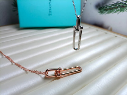[Dawnora Jewelry]HARDWEAR DROP DOUBLE LINK PEDANT NECKLACE