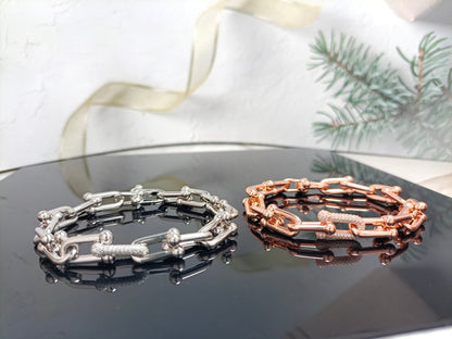 [Dawnora Jewelry]HARDWEAR BRACELET PINK GOLD AND SILVER DIAMOND