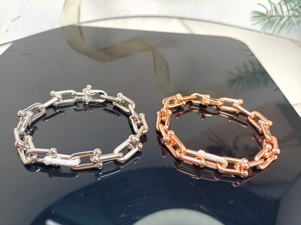 [Dawnora Jewelry]HARDWEAR BRACELET PINK GOLD AND SILVER DIAMOND