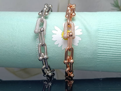 [Dawnora Jewelry]HARDWEAR BRACELET PINK GOLD AND SILVER DIAMOND