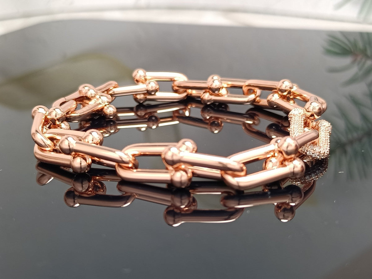[Dawnora Jewelry]HARDWEAR BRACELET PINK GOLD AND SILVER DIAMOND