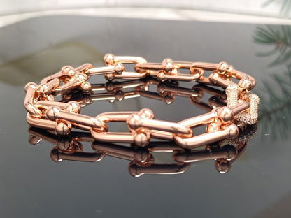 [Dawnora Jewelry]HARDWEAR BRACELET PINK GOLD AND SILVER DIAMOND