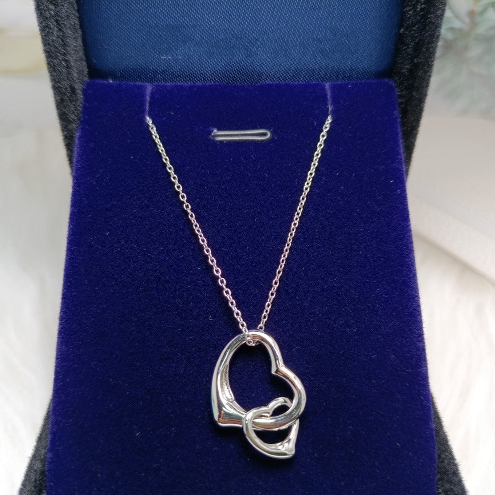 [Dawnora Jewelry]DOUBLE HEART SILVER NECKLACE