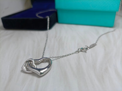 [Dawnora Jewelry]DOUBLE HEART SILVER NECKLACE
