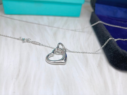 [Dawnora Jewelry]DOUBLE HEART SILVER NECKLACE