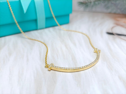 [Dawnora Jewelry]BIG SMILE PEDANT DIAMOND NECKLACE