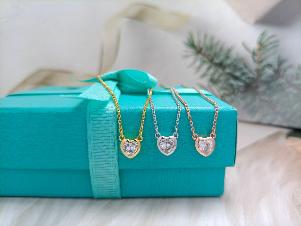[Dawnora Jewelry]HEART BIG DIAMOND NECKLACE